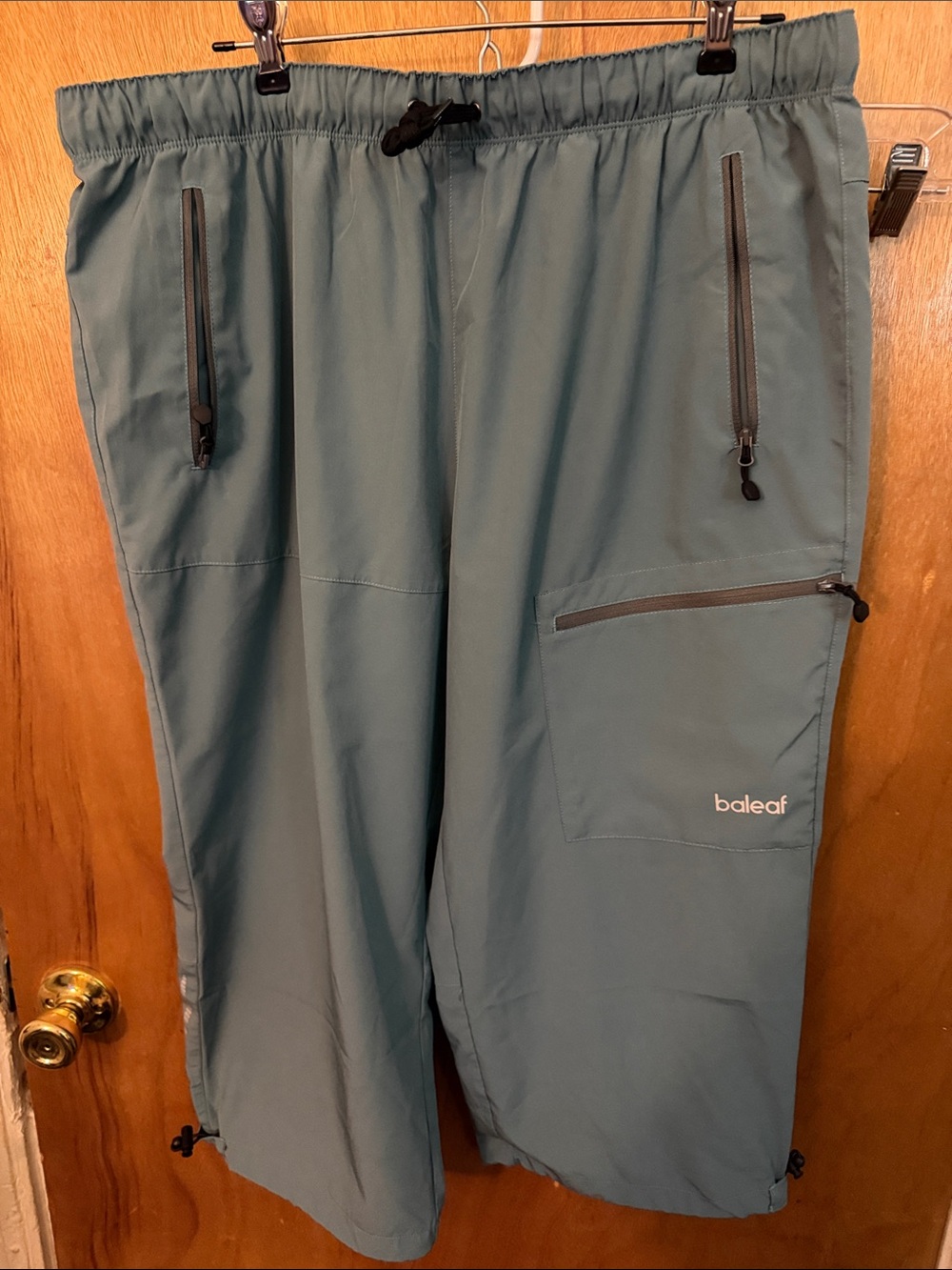 Baleaf Dark Sage Green Capris with Zipper Pockets